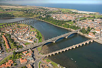 Aerial view of Berwick upon Tweed Northumberland looking north