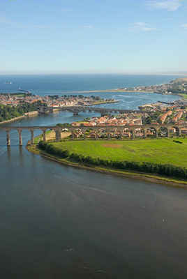 Aerial view of Berwick-upon-Tweed north Northumberland