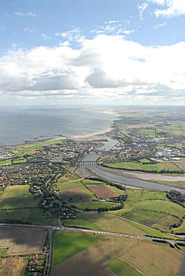 Aerial view of Berwick upon Tweed taken from a helicopter