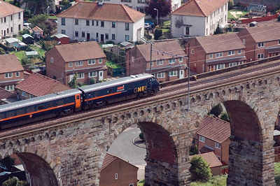 Train on Royal border Bridge Berwick upon Tweed