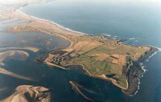 aerial picture of holy island