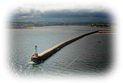 Aerial view of Berwick Lighthouse taken from a helicopter