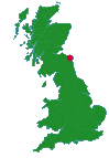 Map locating Berwick in north Northumberland on the English Scottish border