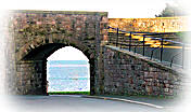 The sea viewed through Ness Gate arch in Berwick's Elizabethan Walls